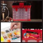 Portable Tool Box - Small Parts Organizer with Drawers and Customizable Compartments for Hardware, Fishing Tackle, Beads, or Crafts by Stalwart (Red)