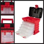 Portable Tool Box - Small Parts Organizer with Drawers and Customizable Compartments for Hardware, Fishing Tackle, Beads, or Crafts by Stalwart (Red)