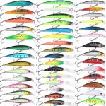 𝗘𝗫𝗔𝗨𝗥𝗔𝗙𝗘𝗟𝗜𝗦 Fishing Gear Fishing Lures Kit Mixed Including Minnow Popper Crank Baits with Hooks for Saltwater Freshwater Trout Bass Salmon Fishing Shallow Deep Diving Flat Side Crankbaits