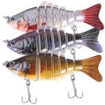 RESTCLOUD Fishing Lures for Freshwater and Saltwater, Lifelike Swimbait, Slow Sinking Bass Fishing Lure, 3-Pack (Multi-Segment Swimbait)