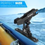 PLUSINNO 2 in 1 Fishing Rod Holders for Boat with Track, Kayak Fishing Rod Holder, Pole Holders for Track Mount / Deck Mount, Fishing Gear with Rod Protective Strap, Kayak Boat Accessories