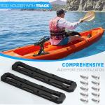 PLUSINNO 2 in 1 Fishing Rod Holders for Boat with Track, Kayak Fishing Rod Holder, Pole Holders for Track Mount / Deck Mount, Fishing Gear with Rod Protective Strap, Kayak Boat Accessories