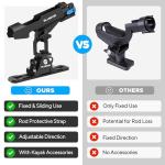 PLUSINNO 2 in 1 Fishing Rod Holders for Boat with Track, Kayak Fishing Rod Holder, Pole Holders for Track Mount / Deck Mount, Fishing Gear with Rod Protective Strap, Kayak Boat Accessories