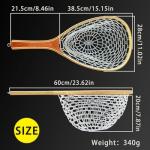 SEASPRO Fly Fishing Landing Net Trout Soft 23.62in Rubber Catch and Release Fish Net with Wooden Handle Frame Magnetic Fly Fish Net
