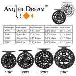 ANGLER DREAM pre-Loaded (1/2WT 3/4WT 5/6WT 7/8WT) Fly Reel with Line Combo Aluminum Alloy Large Arbor Fly Fishing Reels Weight Forward Fly Line with Braided Backing Tapered Leader