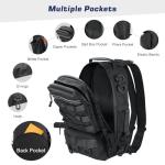MoKo Fishing Backpack Sling Bag with Rod & Gear Holder, Nylon Waterproof Fishing Tackle Storage Bag for Fish, Camping, Hiking, Hunting, Perfect Gifts for Men Father, Black