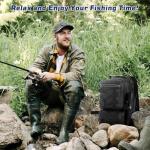 MoKo Fishing Backpack Sling Bag with Rod & Gear Holder, Nylon Waterproof Fishing Tackle Storage Bag for Fish, Camping, Hiking, Hunting, Perfect Gifts for Men Father, Black