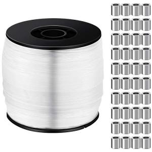 Sumind Strong Clear Picture Hanging Wire Invisible Picture Frame Fishing Wire up to 100 Lbs 656 Feet Monofilament Fishing Line with Aluminum Crimping Loop Sleeves(1 Roll,0.8 mm)
