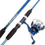 Spinning Rod and Reel Combo - Swarm Series Fishing Set Includes 65-inch Fiberglass Pole with Pre-Spooled Reel Kit by Wakeman (Blue Metallic)