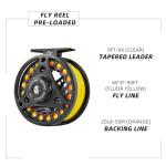 SF Large Arbor Fly Fishing Reel - 3/4wt Aluminum Alloy Body Die-Cast Matt Black Pre-Loaded Reel with Line Combo Fluorescent Yellow Line