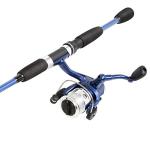 Spinning Rod and Reel Combo - Swarm Series Fishing Set Includes 65-inch Fiberglass Pole with Pre-Spooled Reel Kit by Wakeman (Blue Metallic)