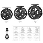 SF Large Arbor Fly Fishing Reel - 3/4wt Aluminum Alloy Body Die-Cast Matt Black Pre-Loaded Reel with Line Combo Fluorescent Yellow Line