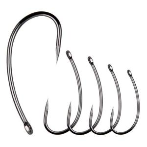 Barbless Fishing Hooks, 120pcs Barbless Trout Carp Hooks Circle Curve Shank Carp Fishing Fly Tying Hooks for Hair Rig Freshwater Saltwater (Size 10)