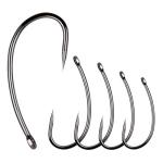 Barbless Fishing Hooks, 120pcs Barbless Trout Carp Hooks Circle Curve Shank Carp Fishing Fly Tying Hooks for Hair Rig Freshwater Saltwater (Size 10)