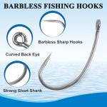 Barbless Fishing Hooks, 120pcs Barbless Trout Carp Hooks Circle Curve Shank Carp Fishing Fly Tying Hooks for Hair Rig Freshwater Saltwater (Size 10)