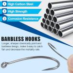Barbless Fishing Hooks, 120pcs Barbless Trout Carp Hooks Circle Curve Shank Carp Fishing Fly Tying Hooks for Hair Rig Freshwater Saltwater (Size 10)