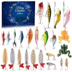 Advent Calendar Fishing Christmas Countdown - 24 Days Fishing Lures Set for Fisher Adult Men Teen Boys - 2025 Xmas Surprise Gift
