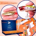 Advent Calendar Fishing Christmas Countdown - 24 Days Fishing Lures Set for Fisher Adult Men Teen Boys - 2025 Xmas Surprise Gift