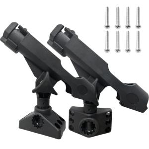 LBW Fishing Rod Holders for Boat Adjustable Kayak Rod Holder Side Deck Mount Rod Holder Boat Fishing Pole Holders 2 Pack
