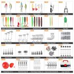 TCMBY 3 Layers Tackle Box with Tackle Included, 321Pcs Fishing Lures Kit Contains Pliers, Crankbait, Hooks, Weights & Accessories, Fishing Gear Bait Lure Gifts for Men Bass Freshwater (White Black)