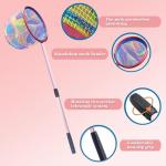 Kids Fishing Nets with Bucket Fishing Retractable Landing Net Lightweight Aluminum Pole with Non-Slip Handle for Catch and Release and Release Frogs Butterfly Youth Outdoor