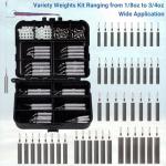 FINOSEAK 48Pcs Drop Shot Weights Set, Slim Pencil Style Lead Fishing Weights Sinkers Kit for Dropshot Rigging 6 Sizes Assorted with Barrel Swivel and Rig Beads