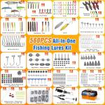 Qvamodo 560PCS Fishing Lures Kit with Large 4-Layer Tackle Box, Complete Freshwater Bass Fishing Gear Set with Pliers, Hooks, Crankbait, Sinkers, Jigs, Weights & More Accessories, Gift for Men