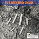 FINOSEAK 48Pcs Drop Shot Weights Set, Slim Pencil Style Lead Fishing Weights Sinkers Kit for Dropshot Rigging 6 Sizes Assorted with Barrel Swivel and Rig Beads