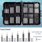 FINOSEAK 48Pcs Drop Shot Weights Set, Slim Pencil Style Lead Fishing Weights Sinkers Kit for Dropshot Rigging 6 Sizes Assorted with Barrel Swivel and Rig Beads