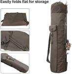 Allnice Sturdy Canvas Fishing Rod & Reel Organizer Bag Travel Carry Case Bag- Holds 5 Poles & Tackle (Khaki)