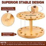 PLUSINNO V12 Fishing Rod Holders for Garage, Vertical Fishing Pole Holders Wooden Round Floor Stand, Fishing Rod Rack Holds up to 12 Rods or Fishing Nets Storage Organizer Racks, Fishing Gifts for Men