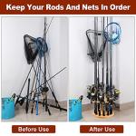 PLUSINNO V12 Fishing Rod Holders for Garage, Vertical Fishing Pole Holders Wooden Round Floor Stand, Fishing Rod Rack Holds up to 12 Rods or Fishing Nets Storage Organizer Racks, Fishing Gifts for Men