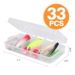 33 Pcs Fishing Lures Kit for Freshwater Bait Tackle Kit for Bass Trout Salmon Fishing Accessories Tackle Box Including Spoon Lures Soft Plastic Worms