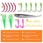 33 Pcs Fishing Lures Kit for Freshwater Bait Tackle Kit for Bass Trout Salmon Fishing Accessories Tackle Box Including Spoon Lures Soft Plastic Worms