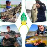 5 PCS Topwater Frog Lures Soft Silicone Fishing Lures Kit - Realistic Design Frog Swimbait with Weedless Hooks and Portable Box, Suitable for Freshwater and Saltwater Bass Fishing