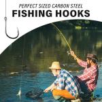 50PCS Sharp Barbed Fishing Hooks, High-Carbon Steel Ultra-Strong, Single Size with Hole for Easy Tying, Secure Portable Box Included – Ideal for Bank Fishing, Lure Fishing & All Conditions (4#)