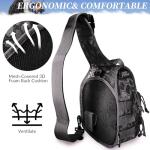 Fishing Backpack Fishing Tackle Storage Bag Fishing Gear with Rod Holder Small Sling Backpack for Outdoor Fish,Hiking,Travel,Hunting (E-Camouflage Black)