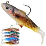Fishing Soft Plastic Lures - Pre-Rigged Soft Fishing Lures - Great Action Swimbaits with Spinner - Fishing Gear for Bass Trout Walleye, Crappie Fishing Jigs Bait 5pcs/Set