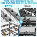 PeBro Fishing Pole Holders, Fishing Rod Holders for Garage, Fishing Rod Holder for Fishing Rod Tackle Box Reel Storage, All-In-One Fishing Rod Rack with Hooks and Wheels