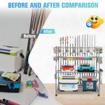 PeBro Fishing Pole Holders, Fishing Rod Holders for Garage, Fishing Rod Holder for Fishing Rod Tackle Box Reel Storage, All-In-One Fishing Rod Rack with Hooks and Wheels
