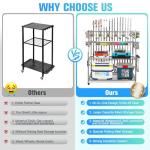 PeBro Fishing Pole Holders, Fishing Rod Holders for Garage, Fishing Rod Holder for Fishing Rod Tackle Box Reel Storage, All-In-One Fishing Rod Rack with Hooks and Wheels