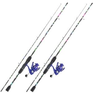 Sougayilang Fishing Rod Combo, 2-Piece Graphite & Fiberglass Spinning Rod with Anti-Reverse Spinning Fishing Reel (2Pack)