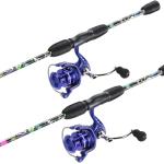 Sougayilang Fishing Rod Combo, 2-Piece Graphite & Fiberglass Spinning Rod with Anti-Reverse Spinning Fishing Reel (2Pack)