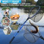 LBW Collapsible Fishing Net with Telescoping Handle, Folding Kayak Net for Freshwater or Saltwater, Trout Catfish Bass Rubber Landing Net