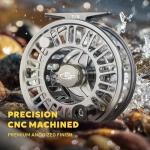 SF SF-003 Pro Fly Fishing Reel for Freshwater - CNC Machined, Mid Arbor Design, Smooth Drag System, Lightweight Aluminum Body - 5/6wt, Matte Gunmetal Gray,Pre-Loaded Fluorescent Yellow Fly Line Kit