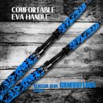 Fiblink Saltwater Fishing Rod 1 Piece Offshore Trolling Rod Big Game Deep Sea Rod 7ft Heavy Duty Blue Camouflage Fishing Pole(50-80lbs)