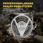 SF SF-003 Pro Fly Fishing Reel for Freshwater - CNC Machined, Mid Arbor Design, Smooth Drag System, Lightweight Aluminum Body - 5/6wt, Matte Gunmetal Gray,Pre-Loaded Fluorescent Yellow Fly Line Kit