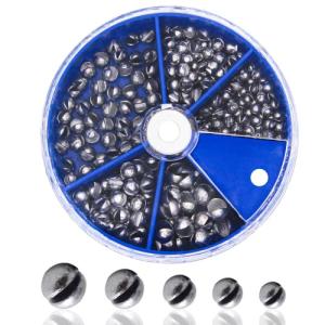 Gefischtter 205pcs Fishing Weight Sinkers Lead Weights Round Split Shot Sinker Removable Fishing Line Sinkers 5 Sizes