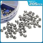 Gefischtter 205pcs Fishing Weight Sinkers Lead Weights Round Split Shot Sinker Removable Fishing Line Sinkers 5 Sizes