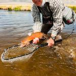 DEAYOU Fly Fishing Landing Net, Soft Rubber Mesh Bass Trout Net with Collapsible Handle and Magnetic Release, Folding Catch and Release Net for Freshwater, Fly Fishing Gear Accessories